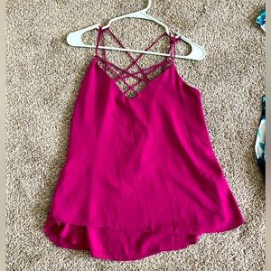 Cross cross magenta blouse from Express